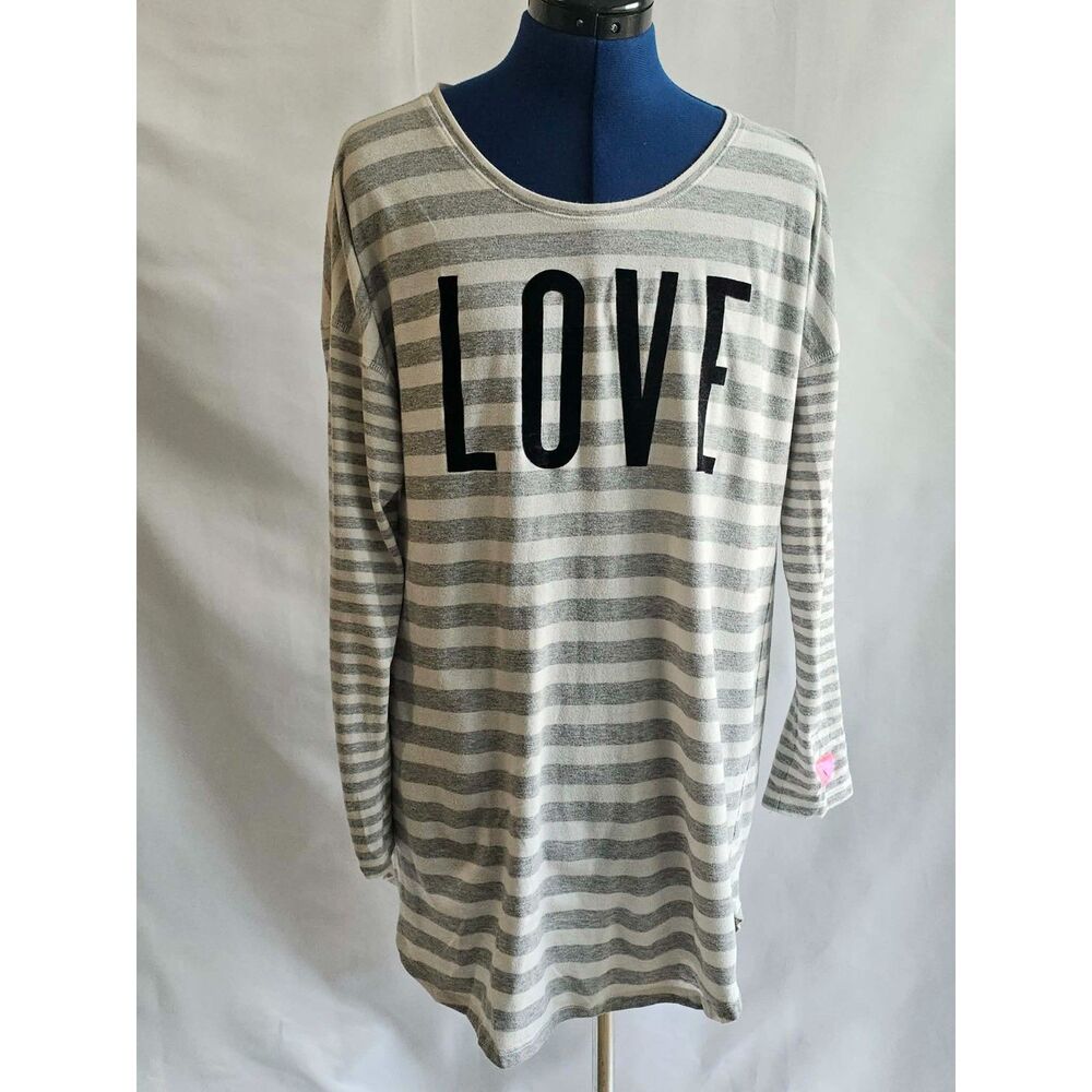 Coquette Victoria's Secret LOVE Striped Sleepshirt Dress M